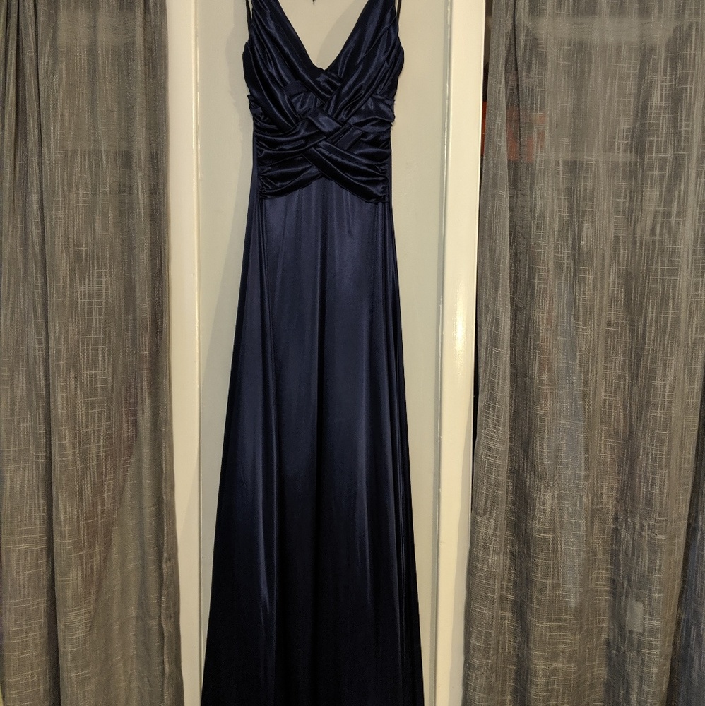 Blue floor length prom dress
